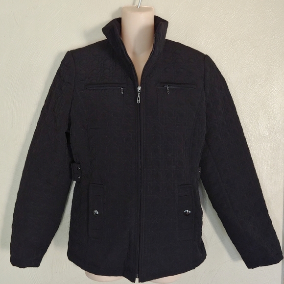 Nordstrom Gallery Black Quilted Zip Up Cinched Back Jacket Size Women Small - Picture 4 of 11